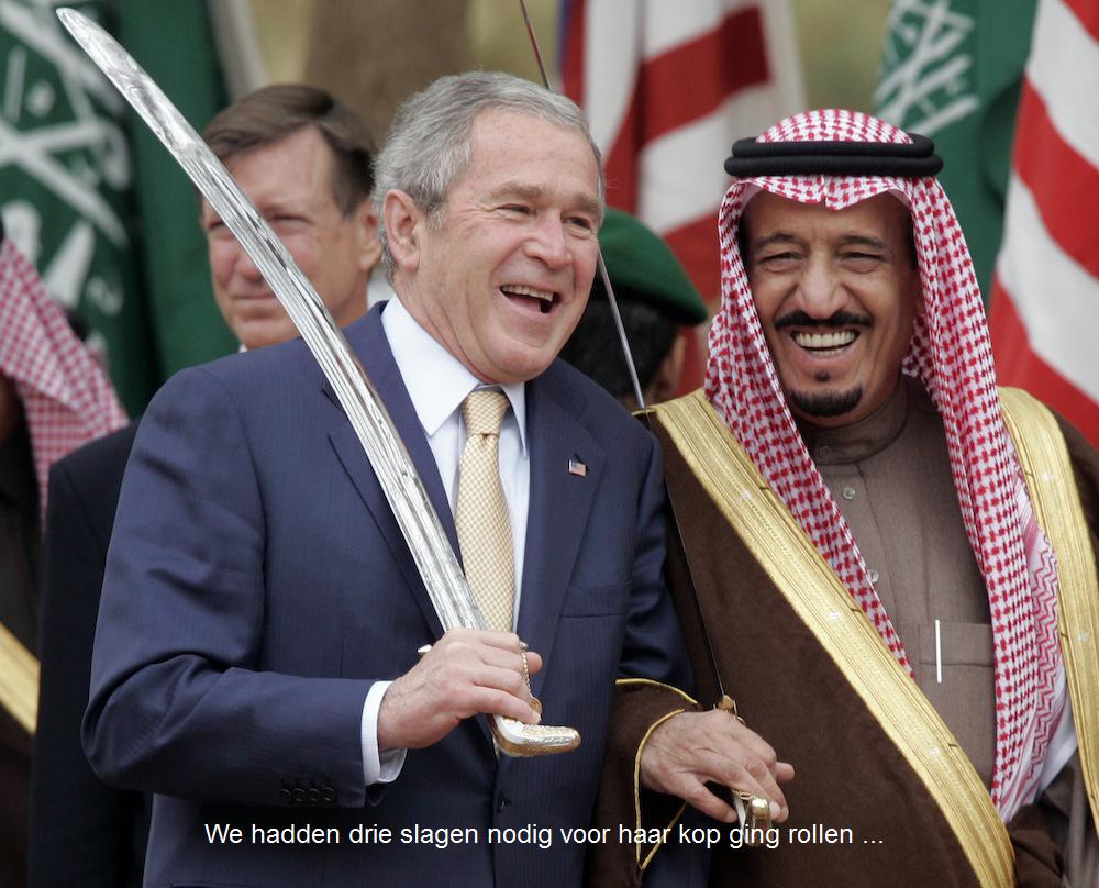 US President Bush, left,  shares a laugh with Saudi Prince Salman, brother of Saudi King Abdullah,